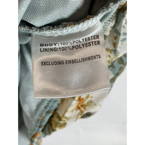 HELLO MOLLY Women's Sage Floral Basque Country Bodycon Ruched Dress SZ 4 - Picture 8 of 15